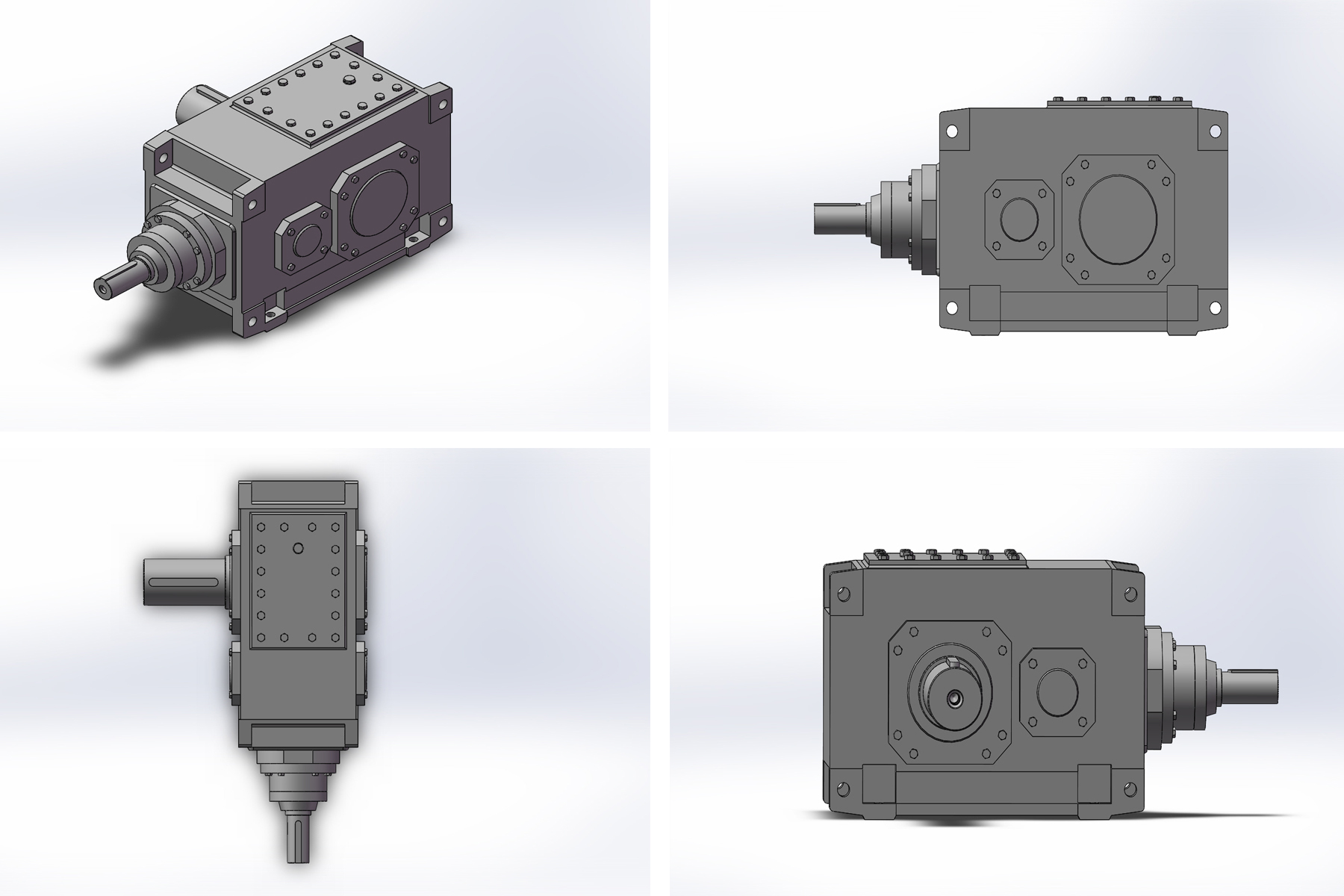 Right angle helical gearmotor